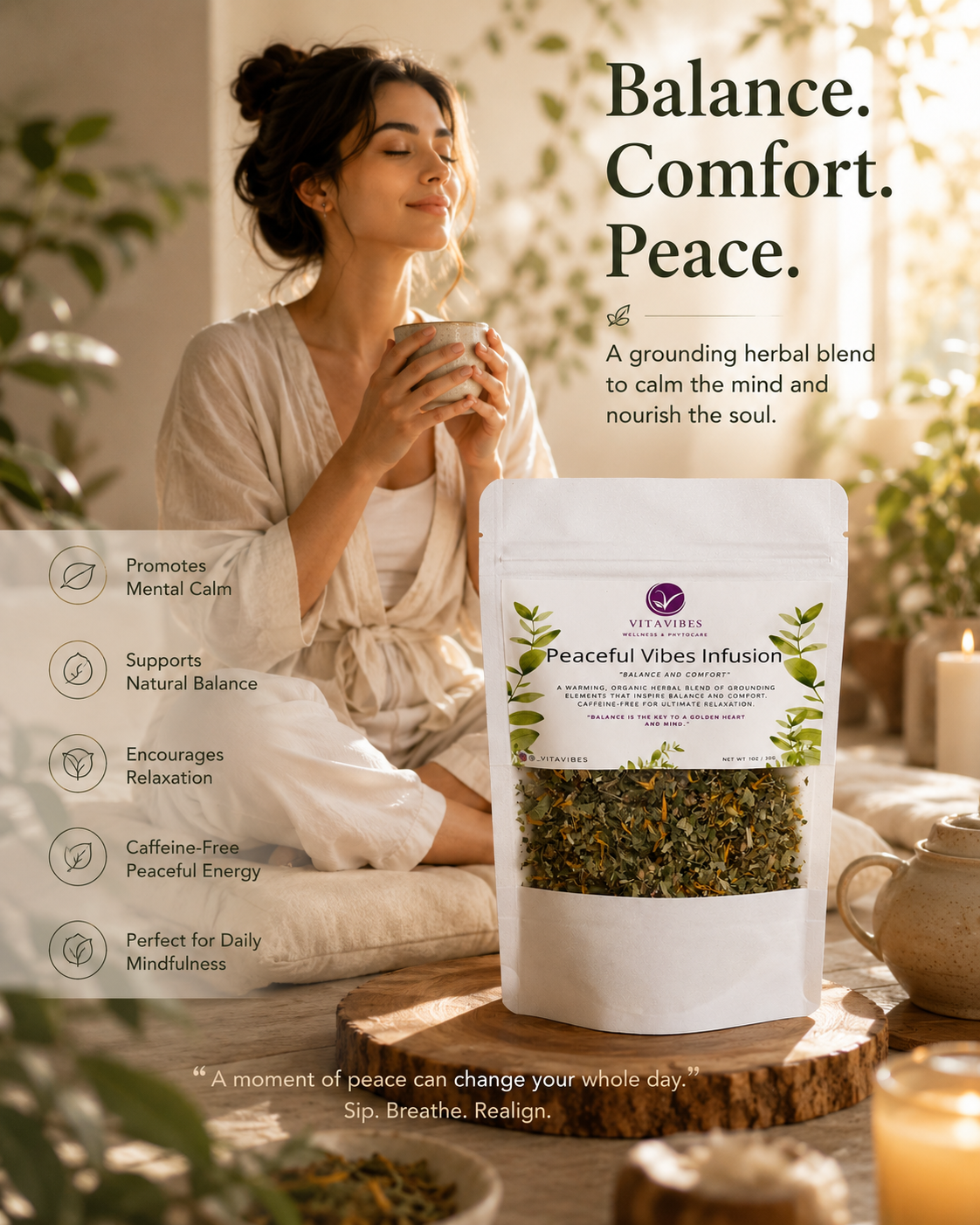 Peaceful Vibes Infusion – Organic Herbal Tea for Balance