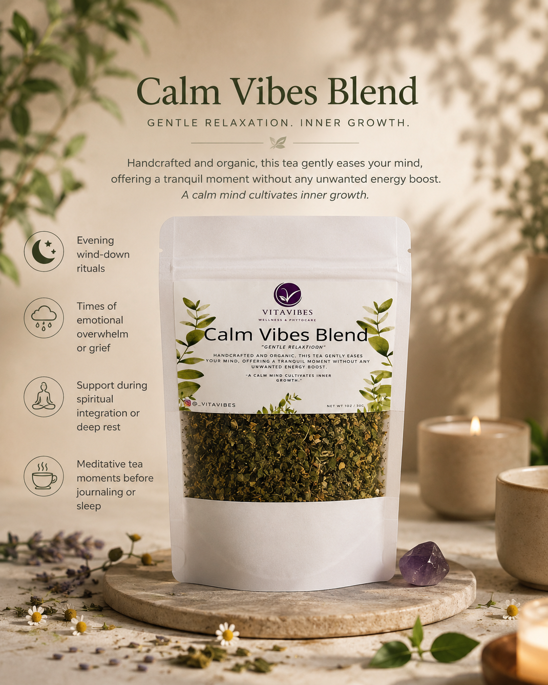 Calm Vibes Blend – Organic Tea for Relaxation